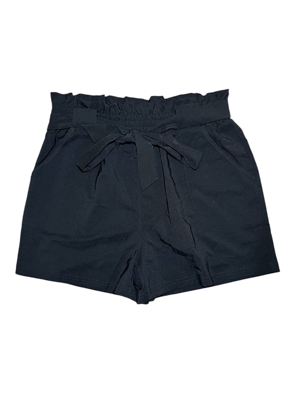 Grace Karin Women's Black Paperbag Waist Tie Shorts